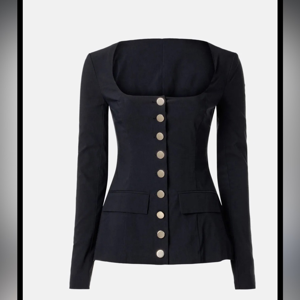 Boatneck Peplum Blazer in Black - Picture 5 of 10